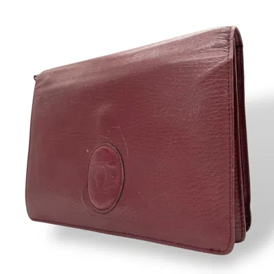 Pre-owned Cartier Bordeaux Wine Red Leather Clutch Bag () In Burgundy