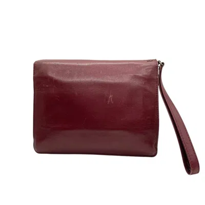 Pre-owned Cartier Bordeaux Wine Red Leather Clutch Bag () In Burgundy