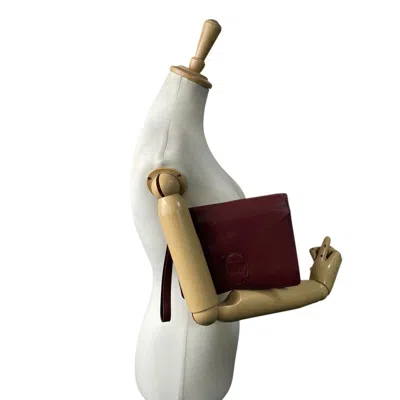 Pre-owned Cartier Bordeaux Wine Red Leather Clutch Bag () In Burgundy