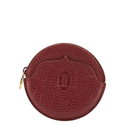 Pre-owned Cartier Bordeaux Wine Red Leather Coin Purse/coin Case () In Burgundy