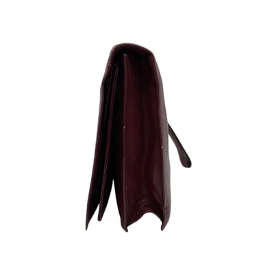 Pre-owned Cartier Bordeaux Wine Red Leather Clutch Bag () In Burgundy
