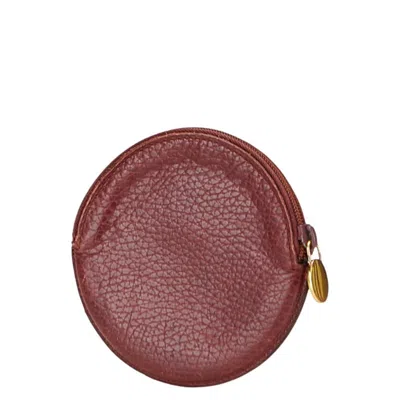 Pre-owned Cartier Bordeaux Wine Red Leather Coin Purse/coin Case () In Burgundy