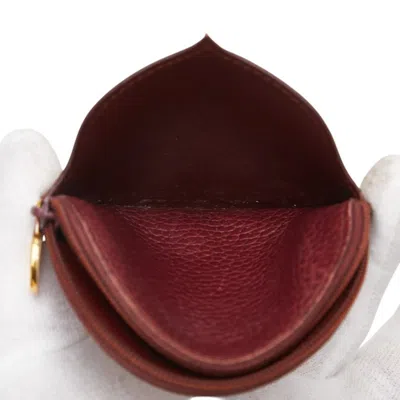 Pre-owned Cartier Bordeaux Wine Red Leather Coin Purse/coin Case () In Burgundy