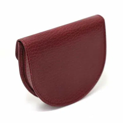 Pre-owned Cartier Bordeaux Wine Red Leather Coin Purse/coin Case () In Burgundy