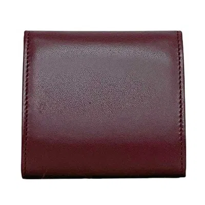 Pre-owned Cartier Bordeaux Wine Red Leather Coin Purse/coin Case () In Burgundy