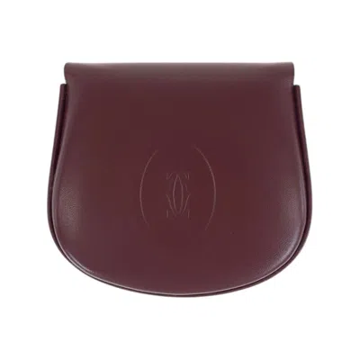 Pre-owned Cartier Bordeaux Wine Red Leather Coin Purse/coin Case () In Burgundy
