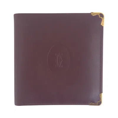 Pre-owned Cartier Bordeaux Wine Red Leather Wallet (bi-fold) () In Burgundy