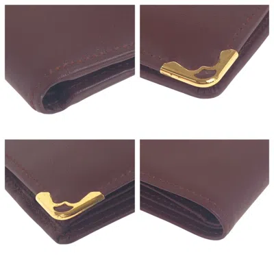 Pre-owned Cartier Bordeaux Wine Red Leather Wallet (bi-fold) () In Burgundy