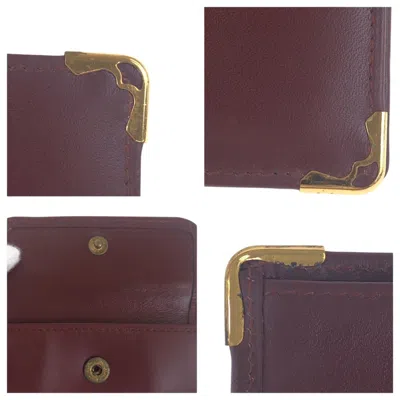 Pre-owned Cartier Bordeaux Wine Red Leather Wallet (bi-fold) () In Burgundy
