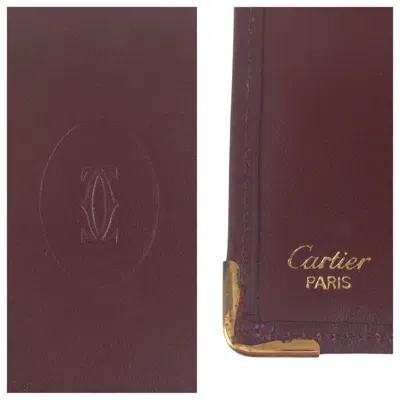 Pre-owned Cartier Bordeaux Wine Red Leather Wallet (bi-fold) () In Burgundy