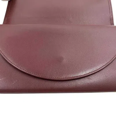Pre-owned Cartier Bordeaux Wine Red Leather Long Wallet (bi-fold) () In Burgundy