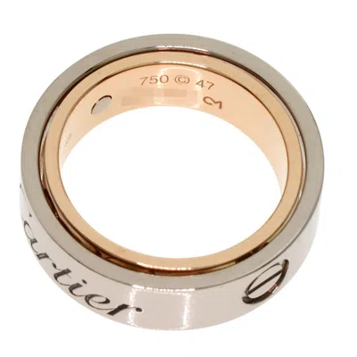 Pre-owned Cartier Love Pink White Band Ring () In Multi