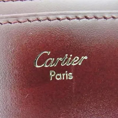 Pre-owned Cartier Must Bordeaux Leather Long Wallet (bi-fold) () In Burgundy