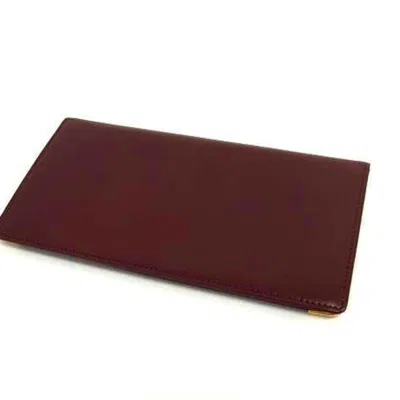 Pre-owned Cartier Must Bordeaux Leather Long Wallet (bi-fold) () In Burgundy