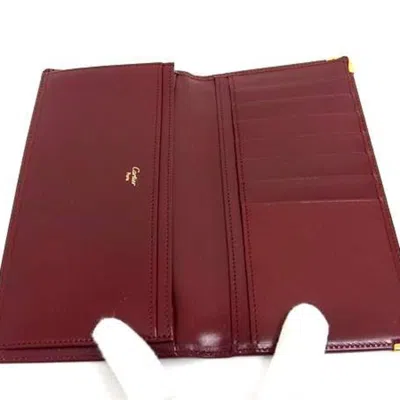 Pre-owned Cartier Must Bordeaux Leather Long Wallet (bi-fold) () In Burgundy