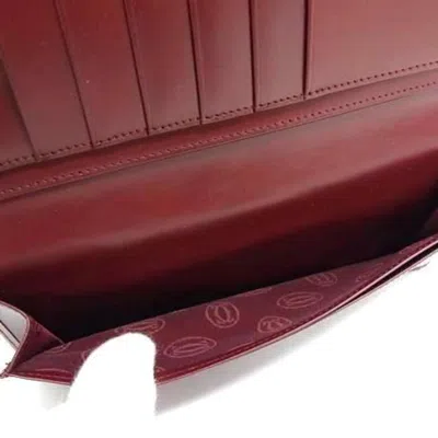 Pre-owned Cartier Must Bordeaux Leather Long Wallet (bi-fold) () In Burgundy