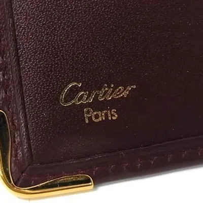 Pre-owned Cartier Must Bordeaux Leather Long Wallet (bi-fold) () In Burgundy