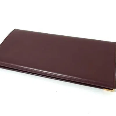 Pre-owned Cartier Must Bordeaux Leather Long Wallet (bi-fold) () In Burgundy