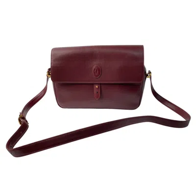 Pre-owned Cartier Must Bordeaux Leather Shoulder Bag () In Burgundy