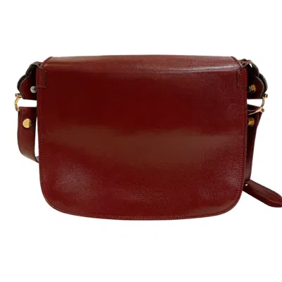 Pre-owned Cartier Must Bordeaux Red Color Leather Shoulder Bag () In Burgundy