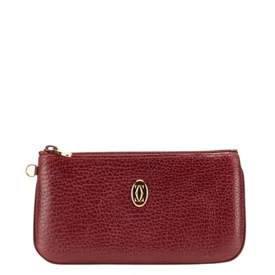 Pre-owned Cartier Must Bordeaux Wine Red Leather Coin Purse/coin Case () In Burgundy