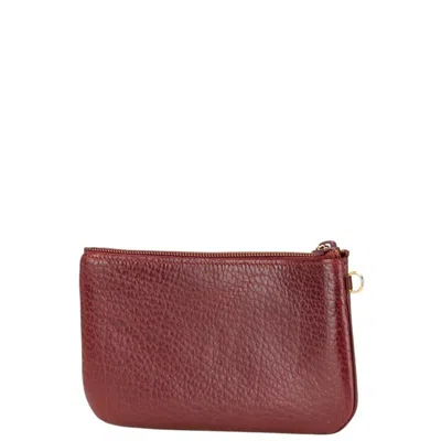 Pre-owned Cartier Must Bordeaux Wine Red Leather Coin Purse/coin Case () In Burgundy