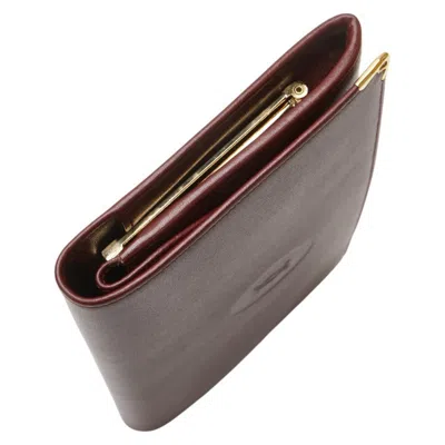 Pre-owned Cartier Must Bordeaux Wine Red Leather Coin Purse/coin Case () In Burgundy