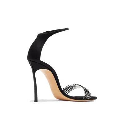Casadei Black Silk Stiletto Heel Women's Sandals In Black