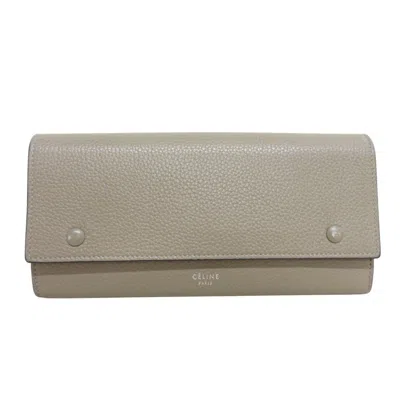 Pre-owned Celine Beige Leather Long Bill Wallet (bi-fold) () In Sand