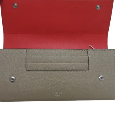 Pre-owned Celine Beige Leather Long Bill Wallet (bi-fold) () In Sand