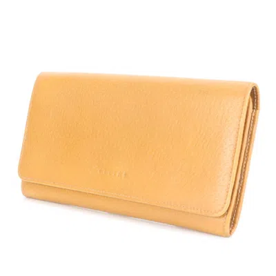 Pre-owned Celine Beige Leather Long Wallet (bi-fold) () In Sand