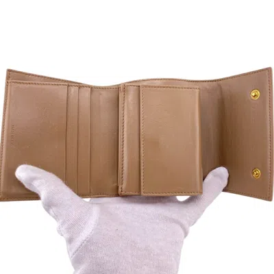Pre-owned Celine Beige Leather Wallet (tri-fold) () In Sand