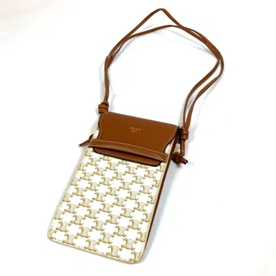 Pre-owned Celine Beige White Pvc Nylon Pochette Shoulder Bag () In Multi