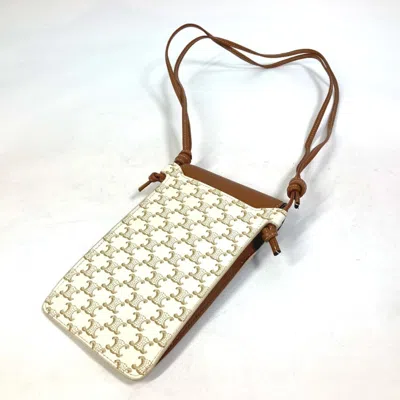 Pre-owned Celine Beige White Pvc Nylon Pochette Shoulder Bag () In Multi