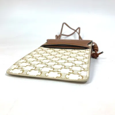 Pre-owned Celine Beige White Pvc Nylon Pochette Shoulder Bag () In Multi