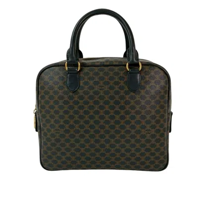 Pre-owned Celine Black Brown Leather Pvc Boston Bag Handbag () In Multi