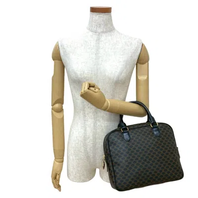 Pre-owned Celine Black Brown Leather Pvc Boston Bag Handbag () In Multi