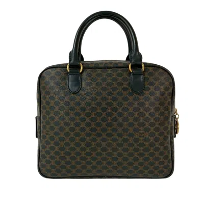 Pre-owned Celine Black Brown Leather Pvc Boston Bag Handbag () In Multi