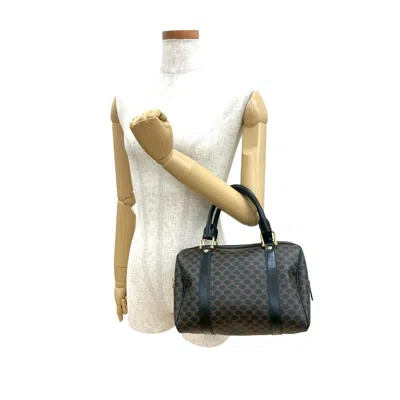 Pre-owned Celine Black Brown Leather Pvc Boston Bag Handbag () In Multi