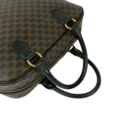 Pre-owned Celine Black Brown Leather Pvc Boston Bag Handbag () In Multi