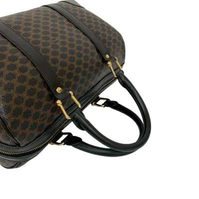 Pre-owned Celine Black Brown Leather Pvc Boston Bag Handbag () In Multi