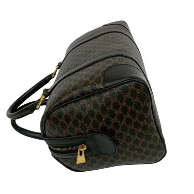 Pre-owned Celine Black Brown Leather Pvc Boston Bag Handbag () In Multi