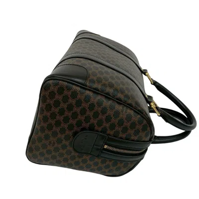 Pre-owned Celine Black Brown Leather Pvc Boston Bag Handbag () In Multi