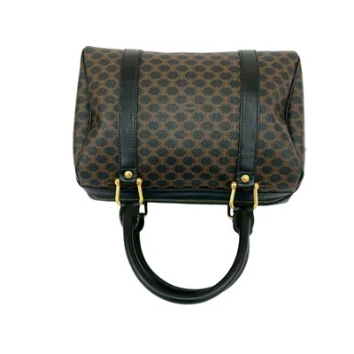 Pre-owned Celine Black Brown Leather Pvc Boston Bag Handbag () In Multi