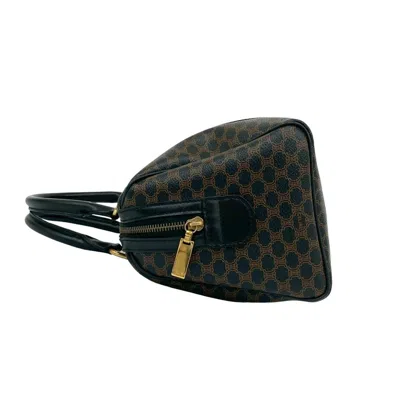 Pre-owned Celine Black Brown Leather Pvc Boston Bag Handbag () In Multi