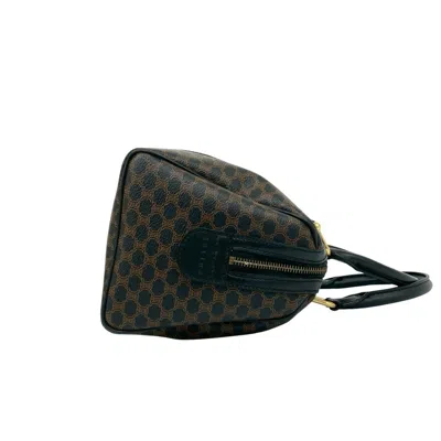 Pre-owned Celine Black Brown Leather Pvc Boston Bag Handbag () In Multi