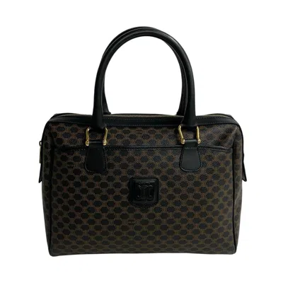 Pre-owned Celine Black Brown Leather Pvc Boston Bag Handbag () In Multi