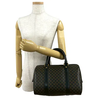 Pre-owned Celine Black Brown Leather Pvc Boston Bag Handbag () In Multi