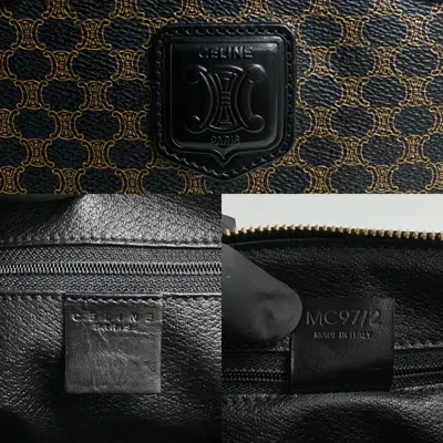 Pre-owned Celine Black Brown Leather Pvc Boston Bag Handbag () In Multi