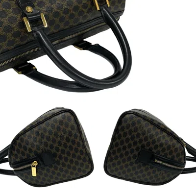 Pre-owned Celine Black Brown Leather Pvc Boston Bag Handbag () In Multi